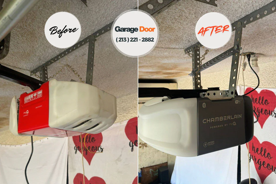 Before and after: garage door repair Tallmadge Town Square Historic District Tallmadge